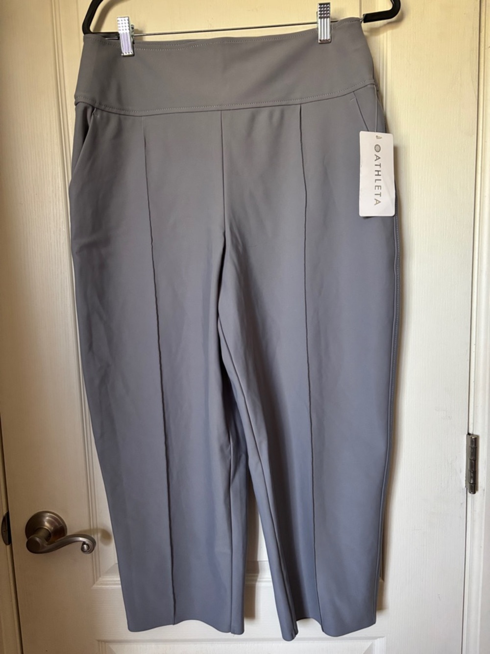 Athleta Stellar Wide Crop Pants Gray Size 12 NWT